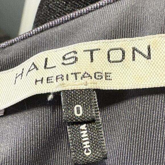 HALSTON HERITAGE Gown Women's Size 0 Gun Metal Shimmer Midi Strappy Sleeveless - Picture 7 of 10